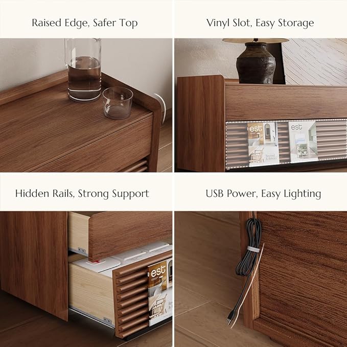 POVISON Fully-Assembled Mid Century Modern TV Stand, 78.74" Wood Media Console - Image 6