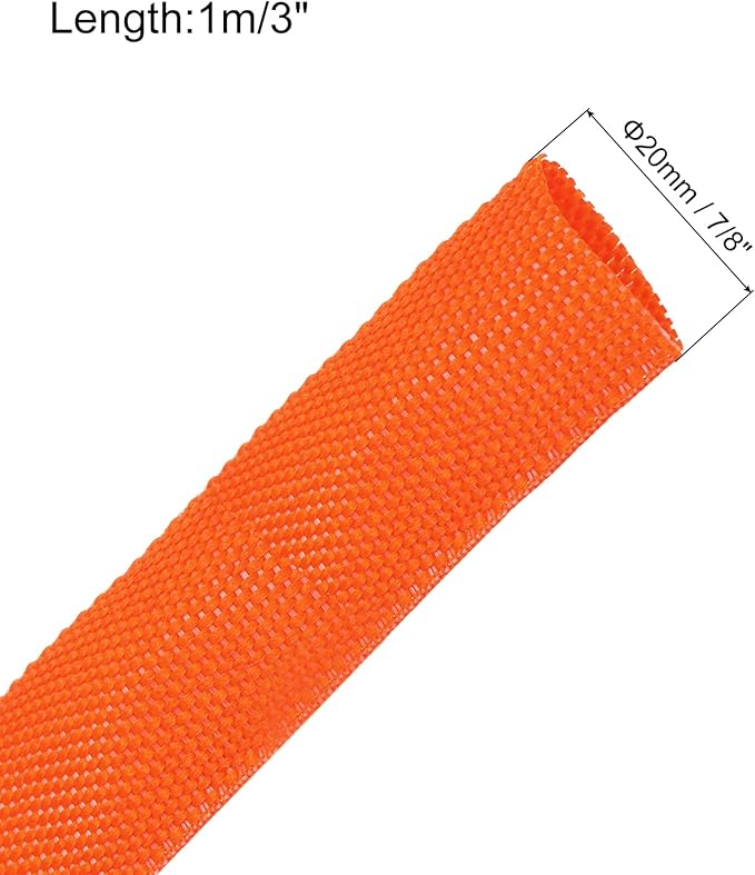 MECCANIXITY Braided Cable Sleeves Heat Shrinkable Fabric Sleeving, 7/8" 3ft - Image 2