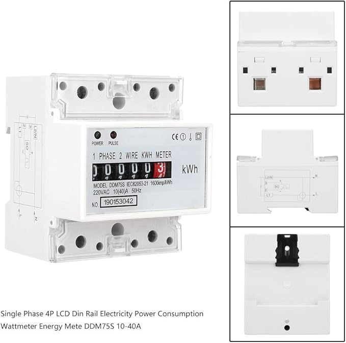 DDM75S Electric Meter, Single Phase 4P Din Rail Energy Meter LED Electricity - Image 5