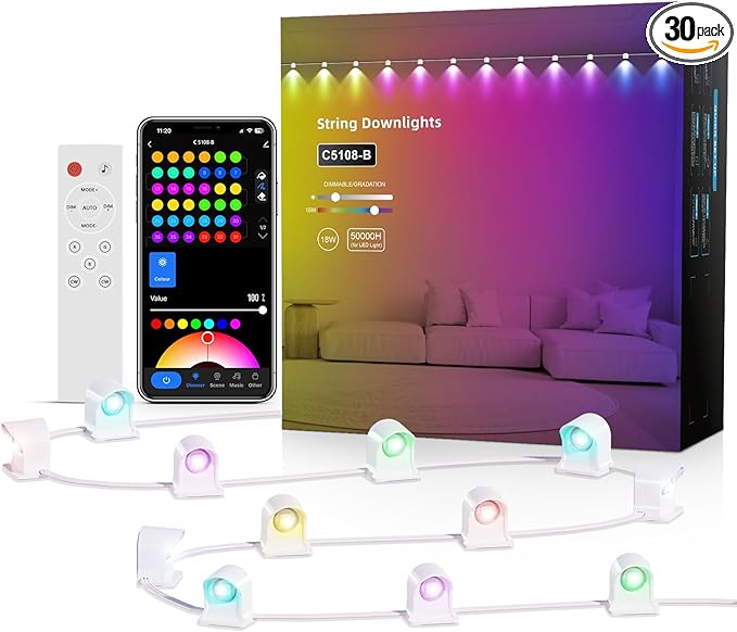 Smart RGB String Downlights, 30ft by APPECK