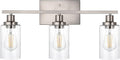 WINSHEN Bathroom Light Fixtures 3-Lights Seeded Glass in Brushed Nickel Finish by WINSHENLighting
