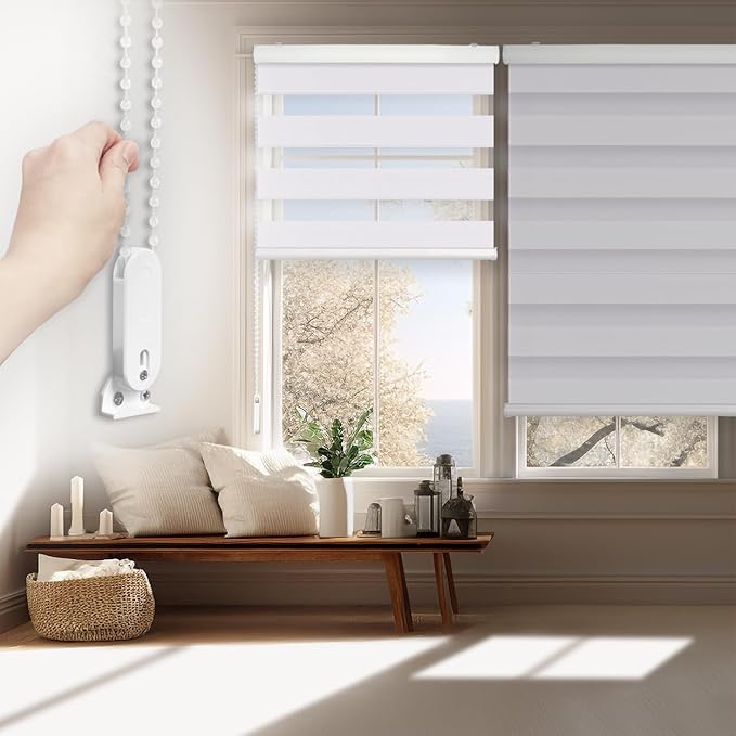 FOIRESOFT Standard Blackout Zebra Roller Blinds Dual Layer Privacy Shade by Foiresoft