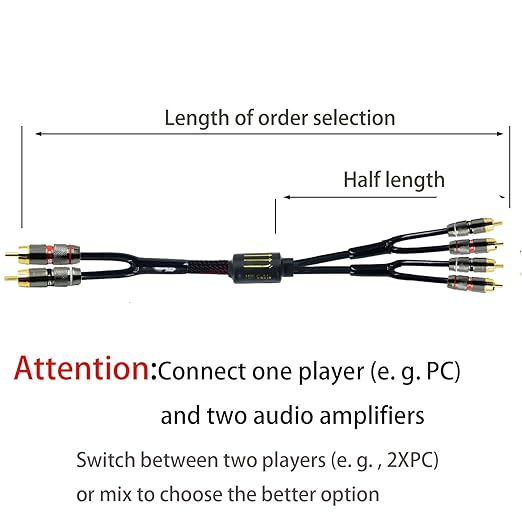 Arklove 18ft Shielded RCA Plug Splitter Stereo Audio Video Cable 2 Male to 4 - Image 4