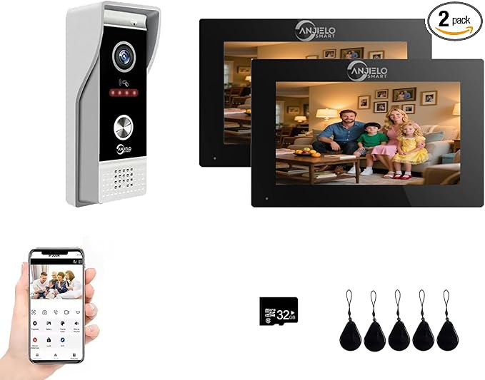 Video Doorbell Intercom System, 7 Inches Touch Screen Video Doorbell Door Phone by ANJIELOSMART