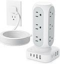 Tower Surge Protector Power Strip, Flat Plug Outlet Extender by TenTrend