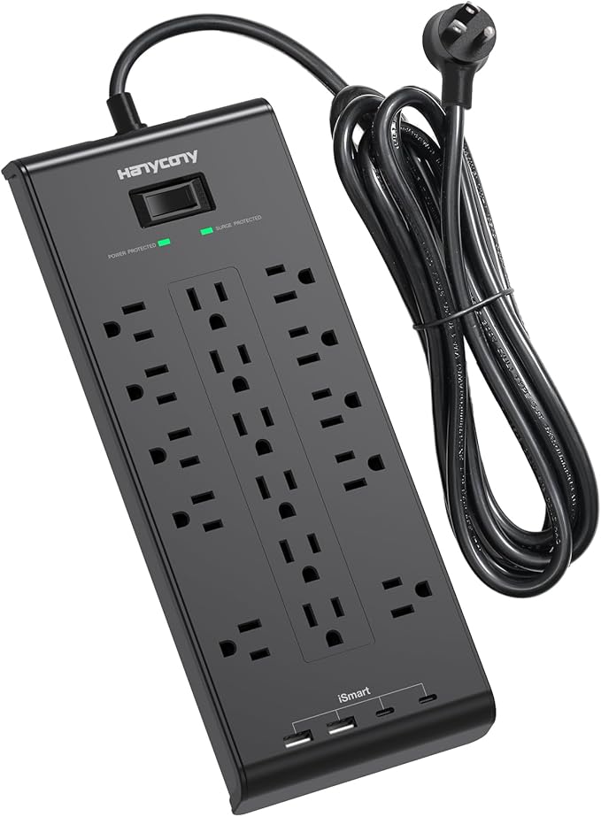 Extension Cord 15 Ft, HANYCONY Power Strip by HANYCONY