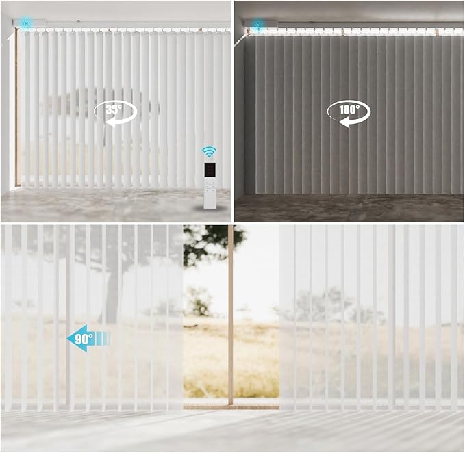 Blindify Motorized Sheer Vertical Blinds, Light Filtering Smart Rechargeable - Image 2