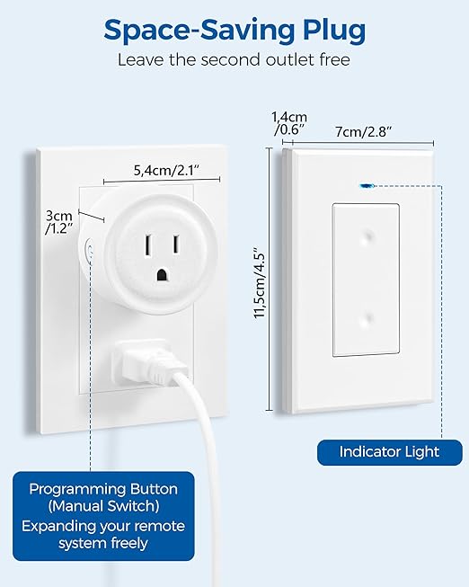 Remote Control Outlet, WILAWELS Wireless Light Switch, Removable Remote Light - Image 5