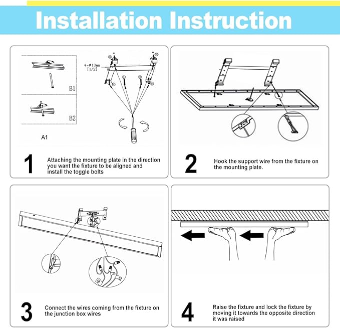 HOLDWILL 1X4 FT Led Flat Panel Light, 6 Pack 5CCT 3K/4K/4.5K/5.2K/6K Surface - Image 6