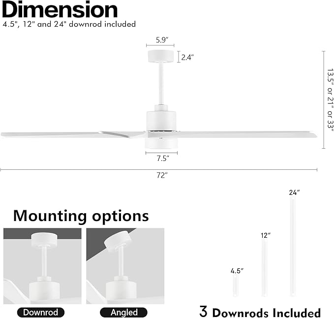 WINGBO 72 Inch DC Ceiling Fan - Image 3