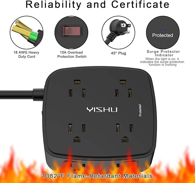 6 Ft Surge Protector Power Strip - Image 6