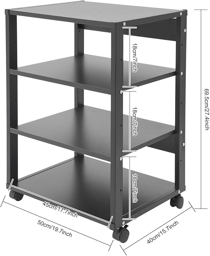 5-Tier AV Media Stand with Universal Wheels, Center Stereo Components Storage - Image 3