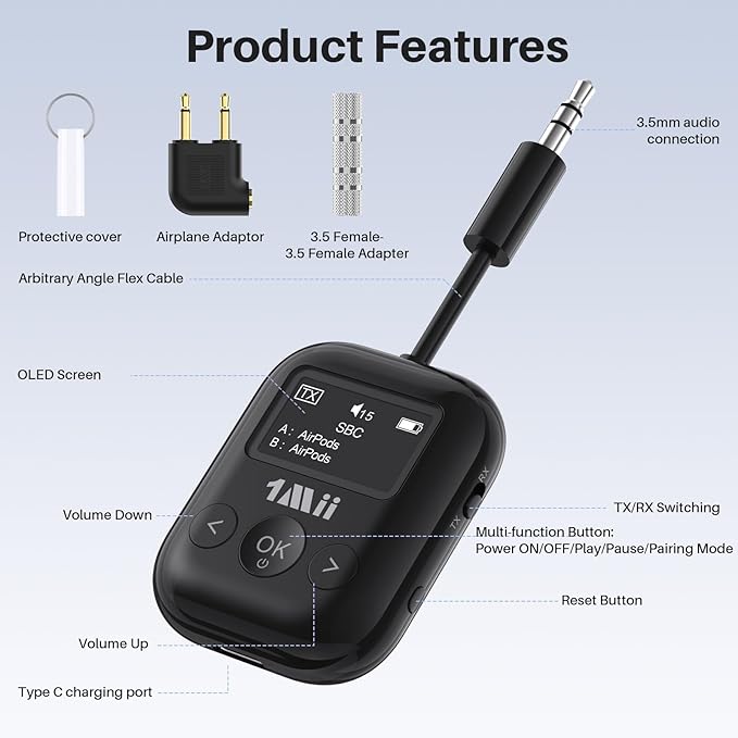 1Mii SafeFly Min+ Bluetooth Transmitter and Receiver, Supports to 2 - Image 7