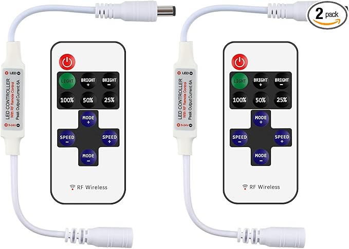 RGBZONE 2 Pack Mini RF LED Dimmer, Single Color Controller by RGBZONE