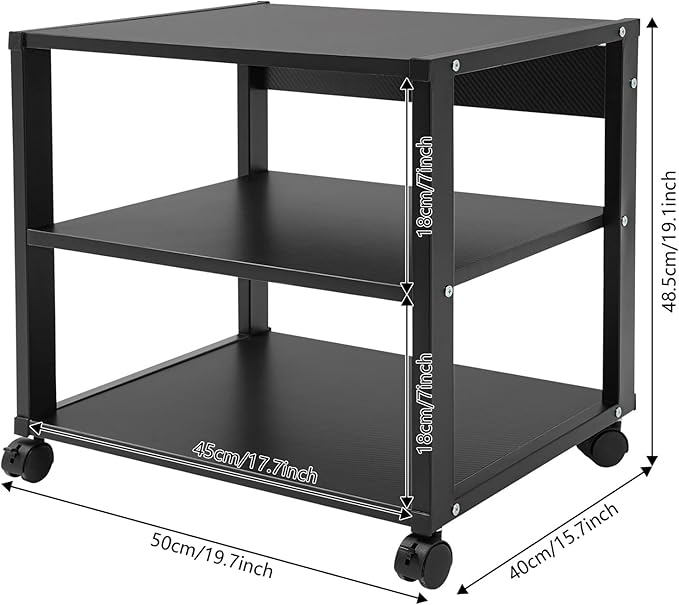 3-Tier AV Media Stand Rack, Mobile & Space-Saving Design, DVD Players, - Image 7