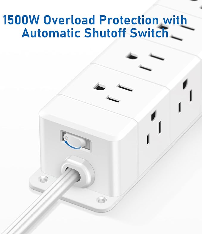 30W USB C Power Strip Surge Protector, 4 Side 12 Outlets Desk Power Strip - Image 5