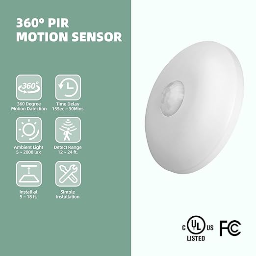 ECOELER Occupancy Ceiling Sensor Switch, 360° Passive Infrared PIR Motion Sensor - Image 2