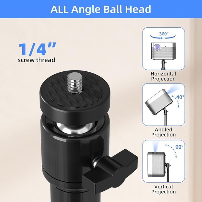 suptek Exdentable 63.9" Projector Stand 360°Swivel, Height Adjustable - Image 4