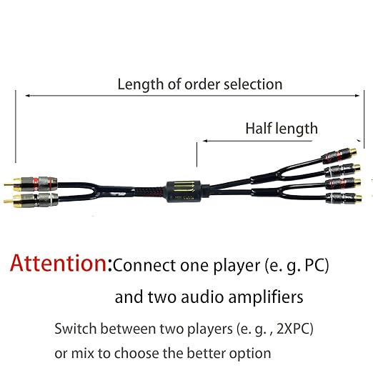 Arklove 1.5ft Shielded RCA Plug Splitter Stereo Video Audio Cable 2 Male to 4 - Image 3