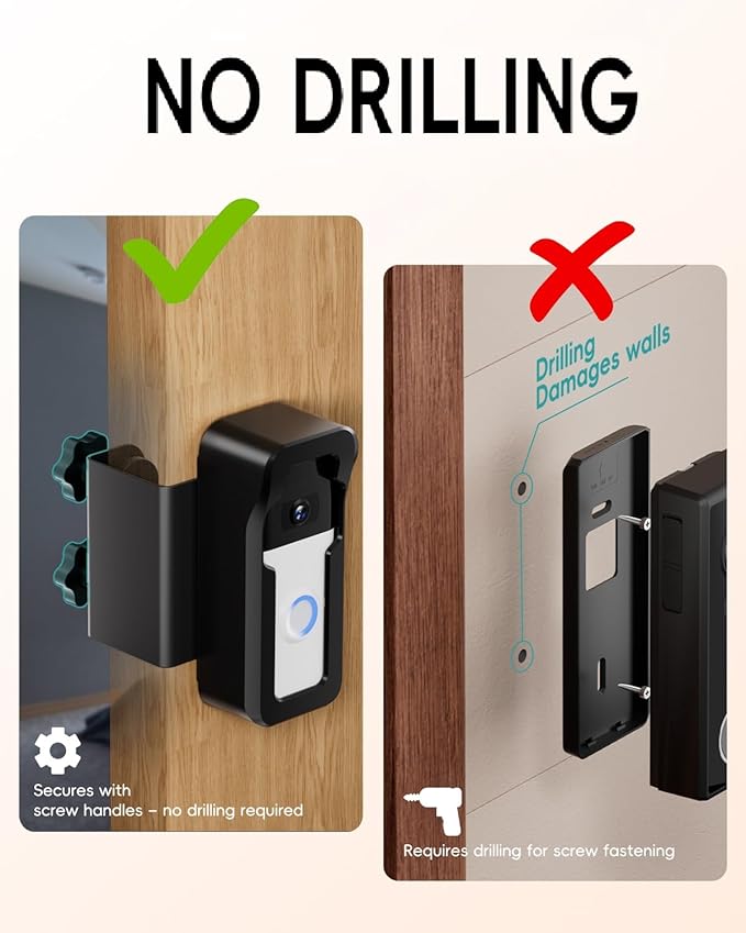 ZUMIMALL Anti-Theft Video Doorbell Mount, No-Drill Doorbell Mounting Bracket - Image 3