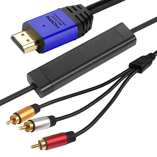 HDMI to RCA 6FT Cable with IC, HDMI Male to 3-RCA BL AV Cable Video Audio - Image 2