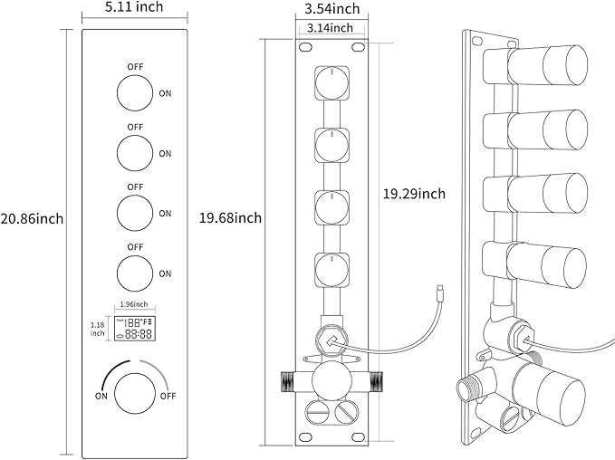 KATAIS Tempreature Display Shower System Brushed Nickel Shower Faucet Set - Image 9