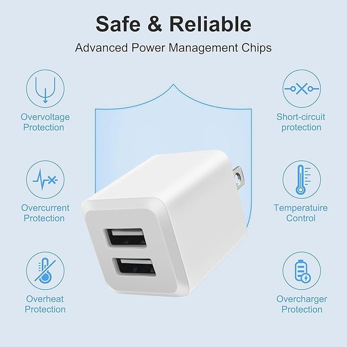 USB Wall Charger，Dual A USB Port Cube Power Plug Adapter，Fast Phone Charger - Image 6