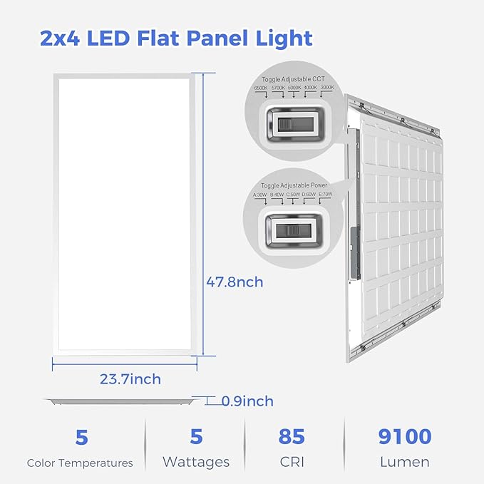 Aphyni 24 Pack 2x4 LED Flat Panel Light, Bright 9100LM Flush Mount Office - Image 6