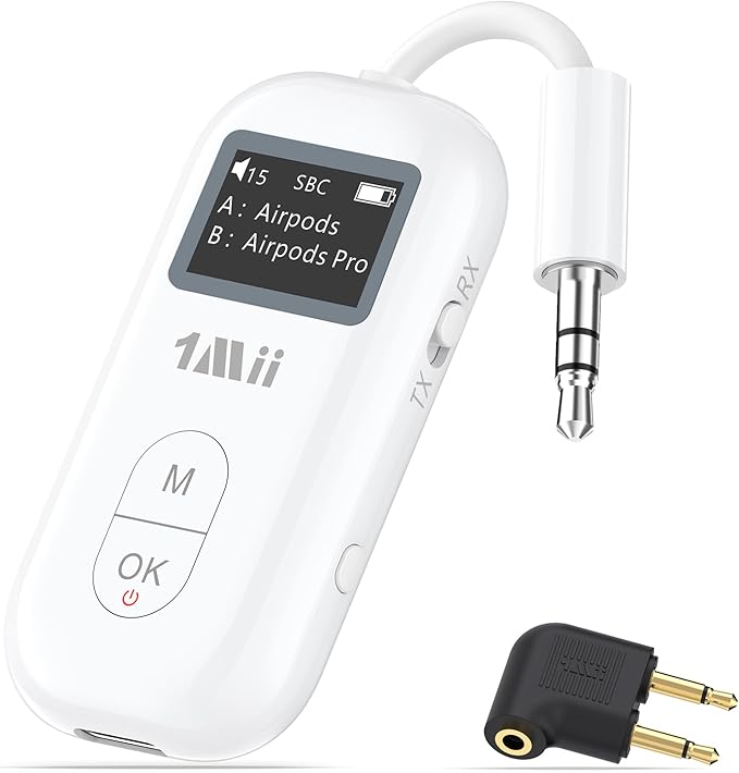 1Mii SafeFly Pro Bluetooth 5.3 Transmitter Receiver, Wireless Audio Adapter by 1Mii