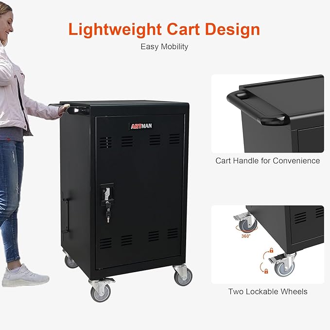 Aokleo 32 Devices Laptop Charging Cart, Tablet Storage Carts - Image 8