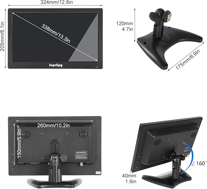 Suprlipy 13.3 inch FHD Small IPS Monitor LCD Display Screen 1920x1080 60Hz 16:9 - Image 8