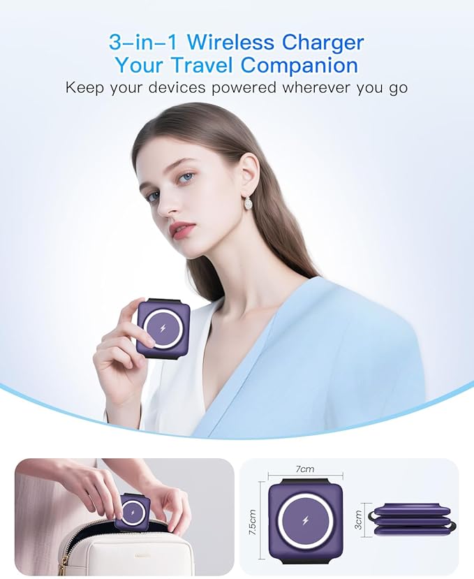 Iseyyox Charging Station for Mag Safe Apple - 3 in 1 Magnetic Foldable Wireless - Image 9