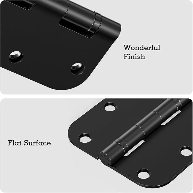 30 Pack Ball Bearing Matte Black Door Hinges 3.5 Inch 5/8" Radius Round Squeak - Image 6