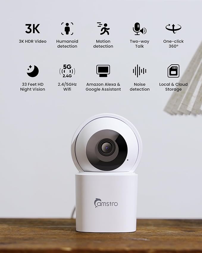 CAMSTRO 3K Indoor Security Camera, 360°PTZ Home Baby/Pet Monitor, Auto Tracking - Image 9