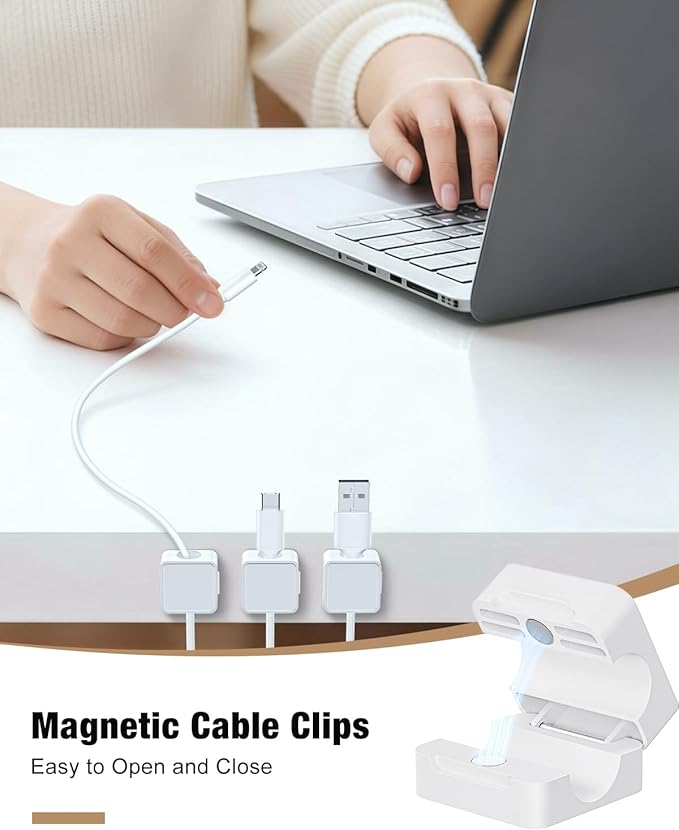 Cord Holder, 6 Pack Magnetic Cable Clips, Adhesive Cord Holder - Image 5