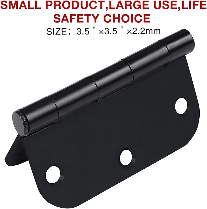 90 Pack Rounded Matte Black Door Hinges 3.5 Inch 5/8" Radius - Image 6