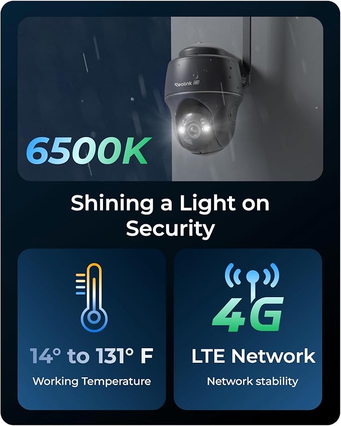 REOLINK 4K 4G LTE Cellular Security Camera, 8MP No WiFi Solar Powered, Pan Tilt - Image 5