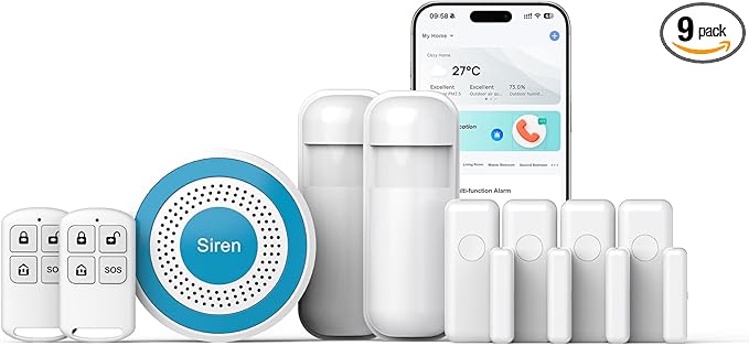 Hapippofa Alarm System for Home Security, 9 Pieces Smart WiFi Door Alarm System by Unknown