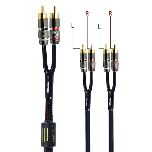 Arklove 15ft Shielded RCA Plug Splitter Stereo Audio Video Cable 2 Male to 4 - Image 2