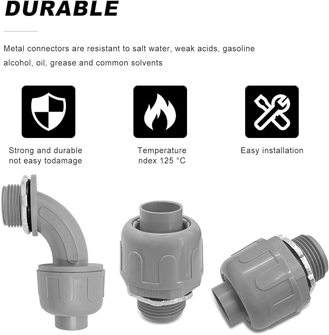 1/2 inch Liquid Tight Connector PVC Flexible Conduit Connector UL Listed Liquid - Image 4