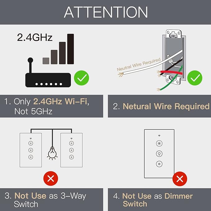 MOES WiFi Smart Wall Touch Light Switch Glass Panel Wireless Remote Control by - Image 2