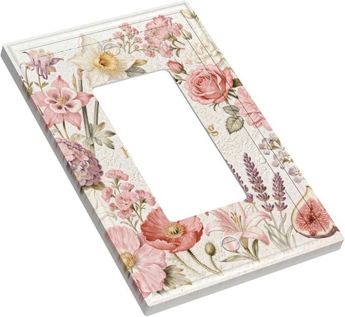Bvtewkhz Floral Plant Watercolor Flowers 1 Gang Single Rocker Decorative Outlet - Image 3