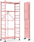Storage Shelves with 20 Hooks, 5-Tier Foldable Shelves by Himix