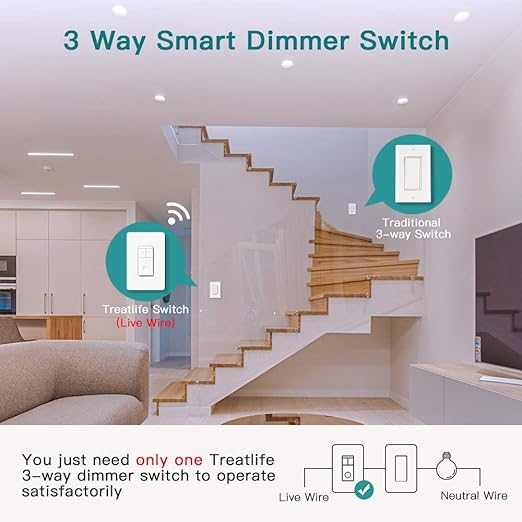 TREATLIFE 3 Way Smart Dimmer Switch 2 Pack, 2 Master Dimmer Switch Compatible - Image 3