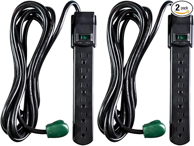 GoGreen Power Inc. 6 Outlet Surge Protector, 6FT Cord, 2 Pack by Unknown