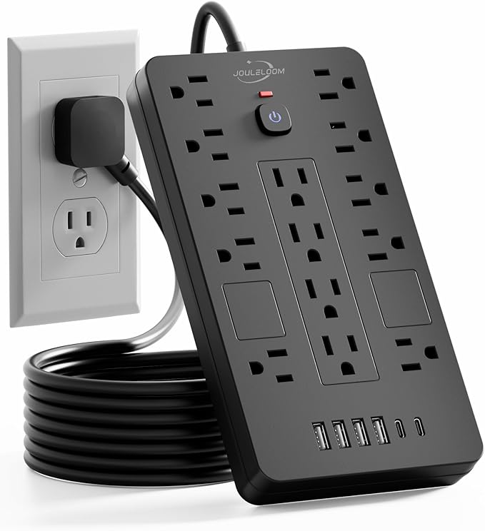 JouleLoom Surge Protector Power Strip-14 Outlets and 6 USB Ports, 6 Feet Flat by JouleLoom