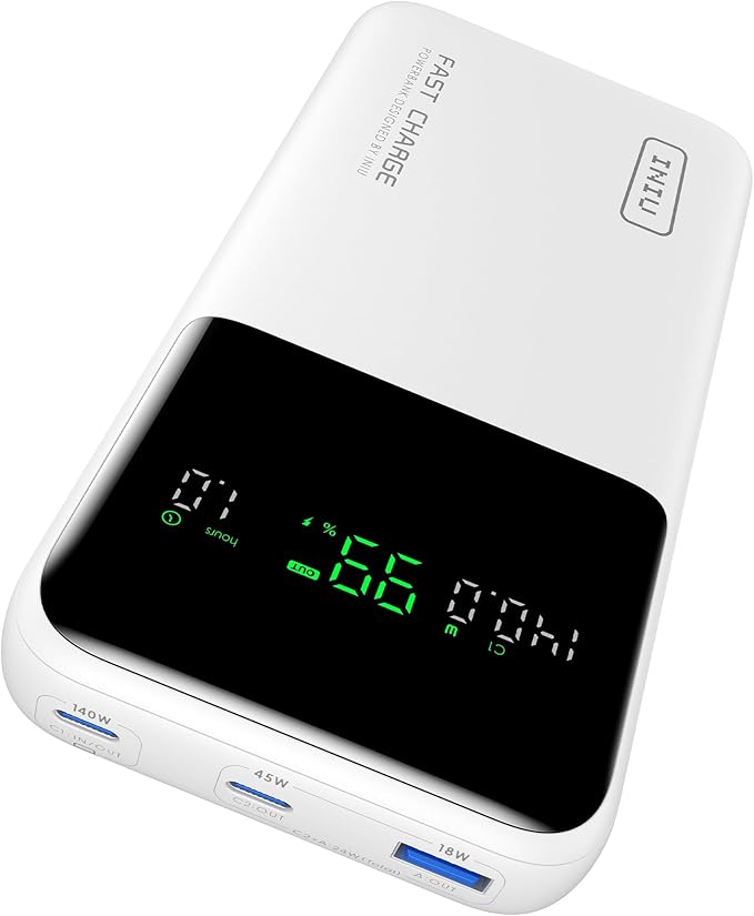 INIU 140W Power Bank, 25000mAh High Capacity Laptop & Phone Portable Charger by INIU
