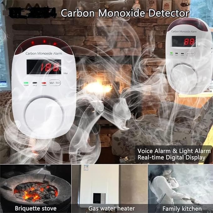 Carbon Monoxide Detector Insertion, Vzmcov CO Detector, LED Display Screen - Image 6