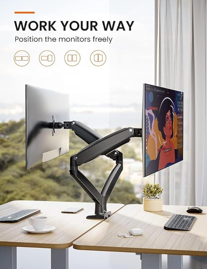 ErGear Dual Monitor Desk Mount up to 40 inches Screens, Max 26.4lbs Capacity - Image 8