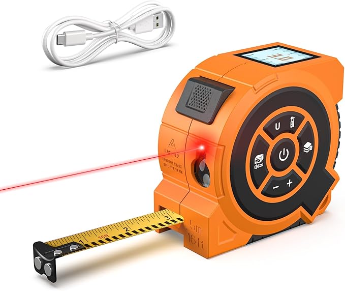 3-in-1 Digital Laser Tape Measure 328Ft Rechargeable Measuring Tool & 16Ft by Elikliv